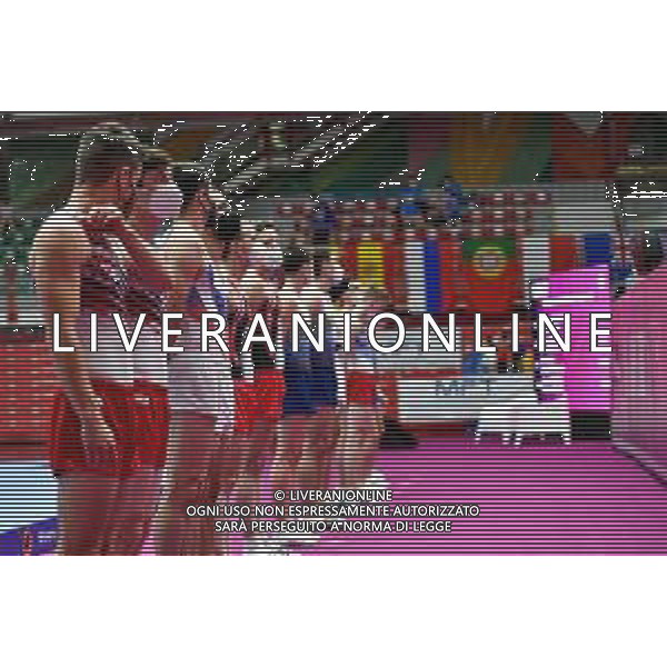 Marinil/LMedia - Trampoline World Cup Synchro Men - Gymnastics 05 June 2021 - Centro Sportivo San Filippo di Brescia, brescia, Italy Photo showing: Parade Synchro men group1 @Marinil/LMedia/AGENZIA ALDO LIVERANI SAS