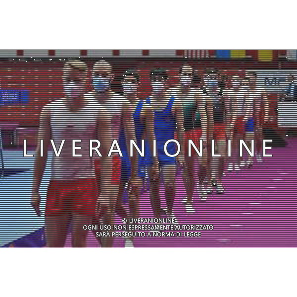 Marinil/LMedia - Trampoline World Cup Synchro Men - Gymnastics 05 June 2021 - Centro Sportivo San Filippo di Brescia, brescia, Italy Photo showing: parade of Synchro Men Group 2 @Marinil/LMedia/AGENZIA ALDO LIVERANI SAS