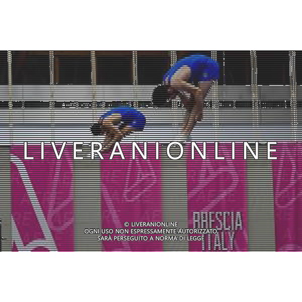 Marinil/LMedia - Trampoline World Cup Synchro Men - Gymnastics 05 June 2021 - Centro Sportivo San Filippo di Brescia, brescia, Italy Photo showing: Lavino - Patisso Colonna ITA @Marinil/LMedia/AGENZIA ALDO LIVERANI SAS