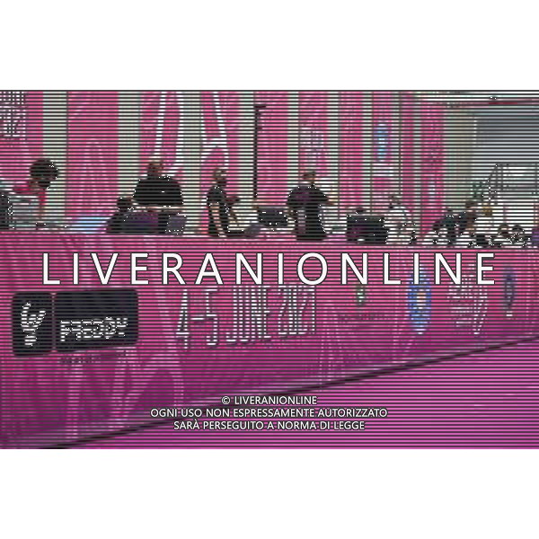 Marinil/LMedia - Trampoline World Cup Synchro Women - Gymnastics 05 June 2021 - Centro Sportivo San Filippo di Brescia, brescia, Italy Photo showing: position of the judges of the race @Marinil/LMedia/AGENZIA ALDO LIVERANI SAS