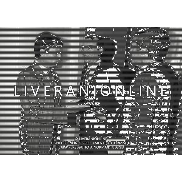 1984 MILANO LEGA CALCIO VIA FILIPPETTI INAUGURAZIONE DI ALCUNI NUOVI LOCALI ALLA PRESENZA DEI PRESIDENTI SERIE A E B NELLA FOTO ILARIO CASTAGNER E ERNESTO PELLEGRINI AG ALDO LIVERANI SAS