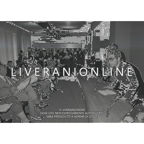 1984 MILANO LEGA CALCIO VIA FILIPPETTI INAUGURAZIONE DI ALCUNI NUOVI LOCALI ALLA PRESENZA DEI PRESIDENTI SERIE A E B NELLA FOTO ANTONIO MATARRESE AG ALDO LIVERANI SAS