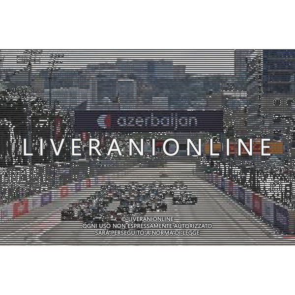 Charles Leclerc (MON) Ferrari SF-21 leads at the start of the race. 06.06.2021. Formula 1 World Championship, Rd 6, Azerbaijan Grand Prix, Baku Street Circuit, Azerbaijan, Race Day. - www.xpbimages.com, EMail: requests@xpbimages.com © Copyright: Batchelor / XPB Images/AGENZIA ALDO LIVERANI SAS - ITALY ONLY EDITORIAL USE ONLY