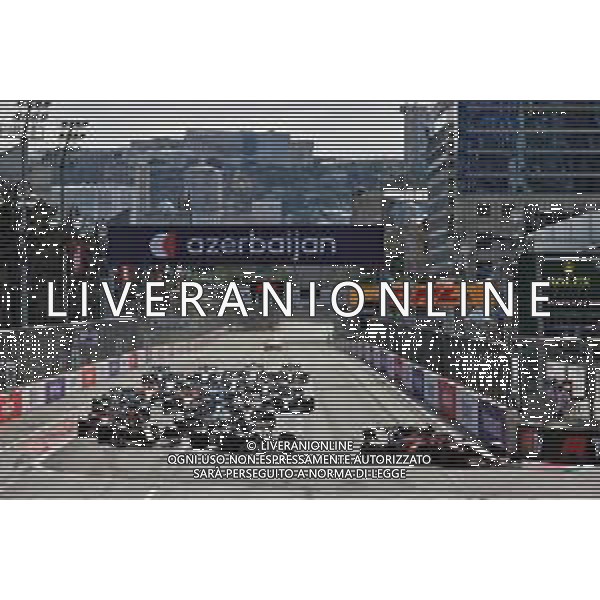 Charles Leclerc (MON) Ferrari SF-21 leads at the start of the race. 06.06.2021. Formula 1 World Championship, Rd 6, Azerbaijan Grand Prix, Baku Street Circuit, Azerbaijan, Race Day. - www.xpbimages.com, EMail: requests@xpbimages.com © Copyright: Batchelor / XPB Images/AGENZIA ALDO LIVERANI SAS - ITALY ONLY EDITORIAL USE ONLY