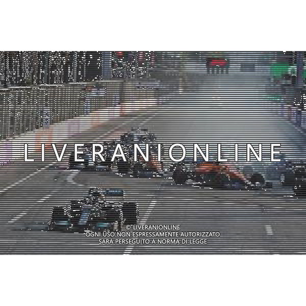 Lewis Hamilton (GBR) Mercedes AMG F1 W12 locks up under braking and runs wide at the restart of the race. 06.06.2021. Formula 1 World Championship, Rd 6, Azerbaijan Grand Prix, Baku Street Circuit, Azerbaijan, Race Day. - www.xpbimages.com, EMail: requests@xpbimages.com © Copyright: Batchelor / XPB Images/ AGENZIA ALDO LIVERANI SAS - ITALY ONLY EDITORIAL USE ONLY