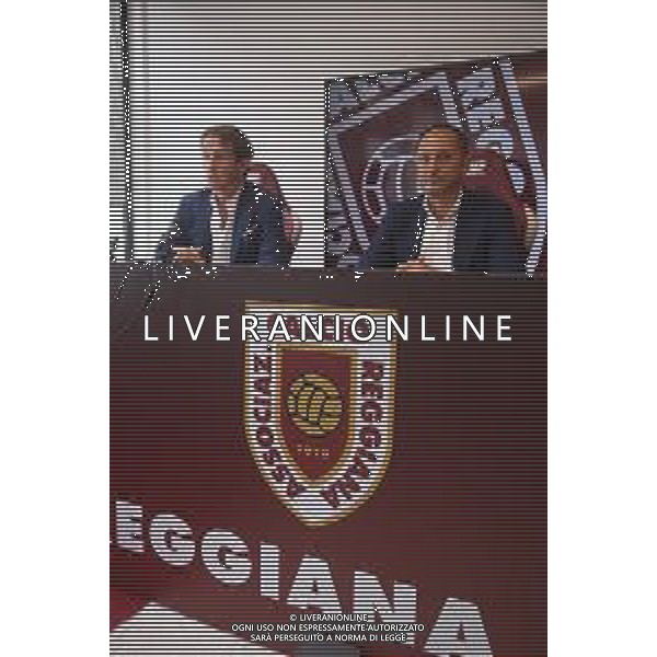PRESENTAZIONE DI AIMO DIANA NUOVO ALLENATORE DELLA REGGIANA CALCIO - REGGIO EMILIA 07.06.2021 NELLA FOTO CON IL PRESIDENTE CARMELO SALERNO ©SANTANDREA /AGENZIA ALDO LIVERANI SAS