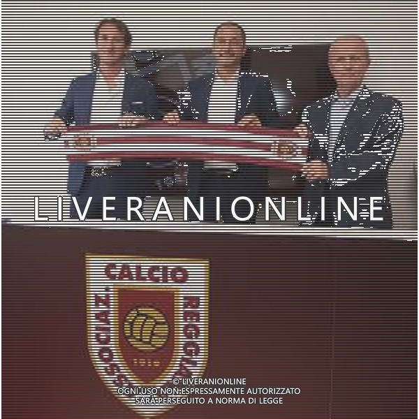 PRESENTAZIONE DI AIMO DIANA NUOVO ALLENATORE DELLA REGGIANA CALCIO - REGGIO EMILIA 07.06.2021 NELLA FOTO CON IL PRESIDENTE CARMELO SALERNO E DORIANO TOSI ©SANTANDREA /AGENZIA ALDO LIVERANI SAS