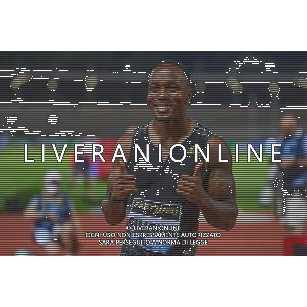 Guglielmii/LMedia - Wanda Diamond League 2021 - Golden Gala Pietro Mennea - Athletics Internationals 10 June 2021 - Asics Firenze Marathon Stadium, florence, Italy Photo showing: Akani Simbine (RSA) Men\'s 100m celebrates the victory @Guglielmii/LMedia/AGENZIA ALDO LIVERANI SAS
