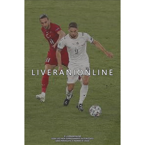 Campionato Europeo UEFA EURO 2020 gara d\'apertura TURCHIA vs ITALIA - 04/06/2021 - nella foto: Berardi Domenico(Italia)Yusuf Yazıcı(Turchia) ©Claudio Zamagni/Agenzia Aldo Liverani s.a.s. Berardi Domenico(Italia)Yusuf Yazıcı(Turchia) during European UEFA Championship - UEFA Euro 2020 soccer match between Turkey and Italy at Olympic Stadium in Rome on June 11 2021 photo credit by Claudio Zamagni/Aldo Liverani Photo Agency/AGENZIA ALDO LIVERANI SAS