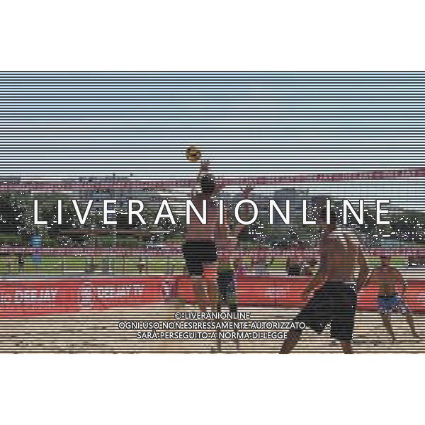 Bonapaceo/LMedia - Beach Volley Marathon (day2) - Beach Volley 12 giugno 2021 - Bibione, Bibione, Italia Nella foto: Paolo Goria in attacco @Bonapaceo/LMedia/AGENZIA ALDO LIVERANI SAS