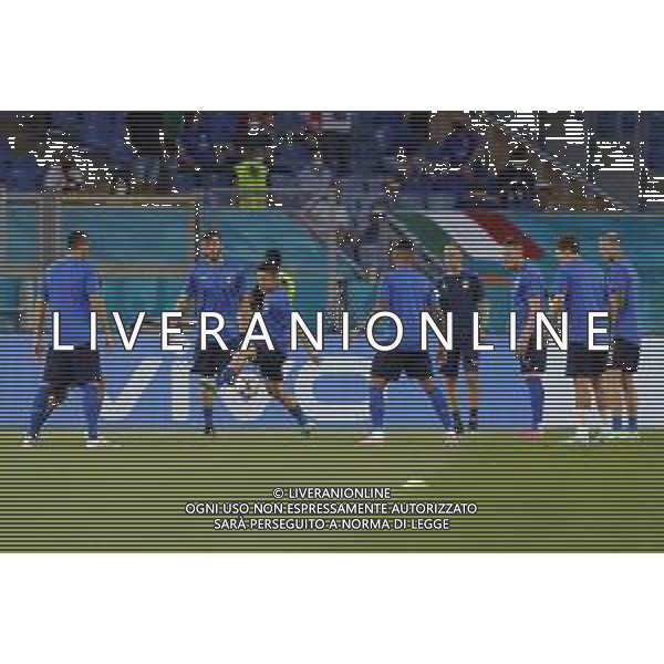 Campionato Europeo UEFA EURO 2020 gara del gruppo A ITALIA vs SVIZZERA del 16/06/2021 - nella foto: riscaldamento dell\' Italia ©Claudio Zamagni/Agenzia Aldo Liverani s.a.s. during European UEFA Championship - UEFA Euro 2020 soccer match between Italy and Switzerland Olympic Stadium in Rome on June 16 2021 photo credit by Claudio Zamagni/Aldo Liverani Photo Agency/AGENZIA ALDO LIVERANI SAS