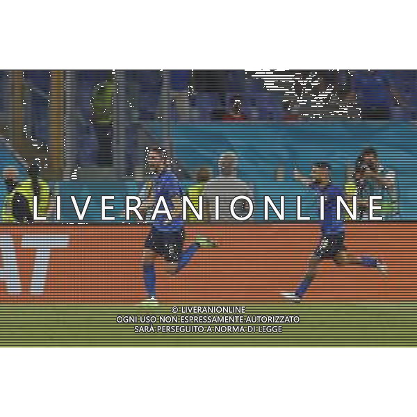 Campionato Europeo UEFA EURO 2020 gara del gruppo A ITALIA vs SVIZZERA del 16/06/2021 - nella foto: esultanza Manuel Locatelli(Italia) dopo il goal con lorenzo insigne ©Claudio Zamagni/Agenzia Aldo Liverani s.a.s. during European UEFA Championship - UEFA Euro 2020 soccer match between Italy and Switzerland Olympic Stadium in Rome on June 16 2021 photo credit by Claudio Zamagni/Aldo Liverani Photo Agency/AGENZIA ALDO LIVERANI SAS