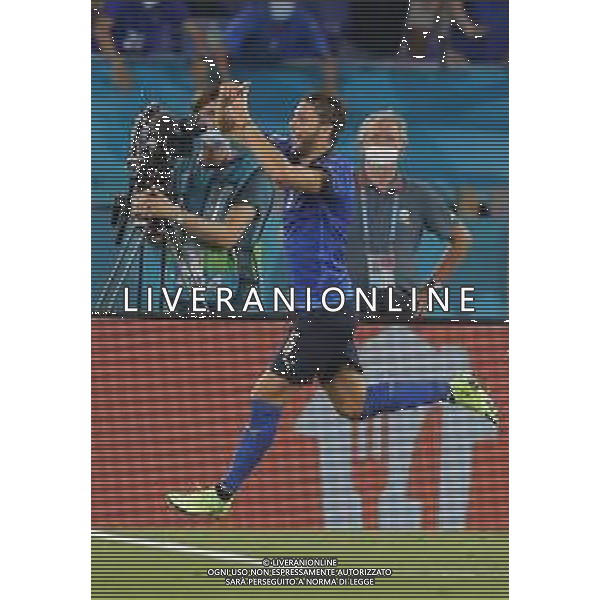 Campionato Europeo UEFA EURO 2020 gara del gruppo A ITALIA vs SVIZZERA del 16/06/2021 - nella foto: esultanza Berardi Domenico(Italia) dopo il goal ©Claudio Zamagni/Agenzia Aldo Liverani s.a.s. during European UEFA Championship - UEFA Euro 2020 soccer match between Italy and Switzerland Olympic Stadium in Rome on June 16 2021 photo credit by Claudio Zamagni/Aldo Liverani Photo Agency