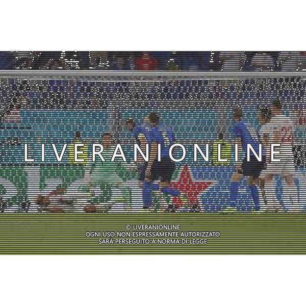 Campionato Europeo UEFA EURO 2020 gara del gruppo A ITALIA vs SVIZZERA del 16/06/2021 - nella foto: goal annullato di Chiellini Giorgio(Italia) ©Claudio Zamagni/Agenzia Aldo Liverani s.a.s. during European UEFA Championship - UEFA Euro 2020 soccer match between Italy and Switzerland Olympic Stadium in Rome on June 16 2021 photo credit by Claudio Zamagni/Aldo Liverani Photo Agency/AGENZIA ALDO LIVERANI SAS