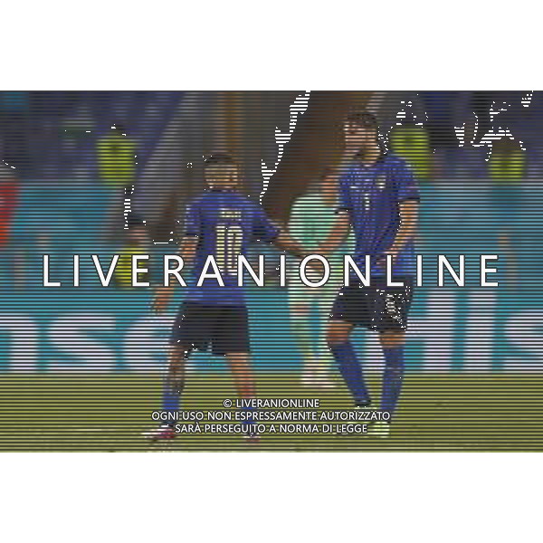 Campionato Europeo UEFA EURO 2020 gara del gruppo A ITALIA vs SVIZZERA del 16/06/2021 - nella foto: Insigne Lorenzo(Italia) Manuel Locatelli(Italia) ©Claudio Zamagni/Agenzia Aldo Liverani s.a.s. during European UEFA Championship - UEFA Euro 2020 soccer match between Italy and Switzerland Olympic Stadium in Rome on June 16 2021 photo credit by Claudio Zamagni/Aldo Liverani Photo Agency/AGENZIA ALDO LIVERANI SAS