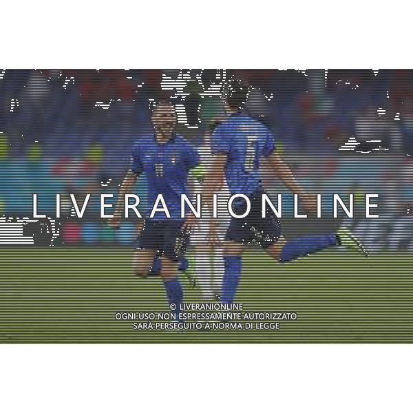 Campionato Europeo UEFA EURO 2020 gara del gruppo A ITALIA vs SVIZZERA del 16/06/2021 - nella foto: esultanza Manuel Locatelli(Italia) dopo il goal con leonardo bonucci ©Claudio Zamagni/Agenzia Aldo Liverani s.a.s. during European UEFA Championship - UEFA Euro 2020 soccer match between Italy and Switzerland Olympic Stadium in Rome on June 16 2021 photo credit by Claudio Zamagni/Aldo Liverani Photo Agency/AGENZIA ALDO LIVERANI SAS
