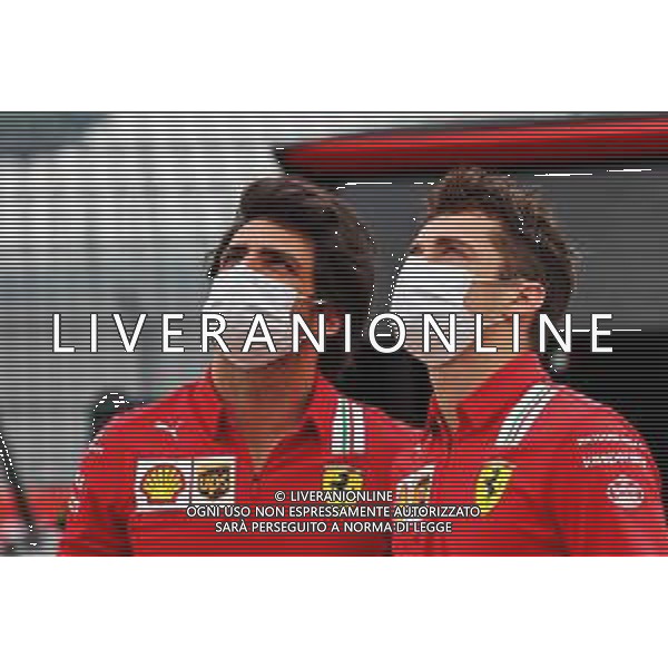 (L to R): Carlos Sainz Jr (ESP) Ferrari with team mate Charles Leclerc (MON) Ferrari. 17.06.2021. Formula 1 World Championship, Rd 7, French Grand Prix, Paul Ricard, France, Preparation Day. - www.xpbimages.com, EMail: requests@xpbimages.com © Copyright: Moy / XPB Images/AGENZIA ALDO LIVERANI SAS - ITALY ONLY EDITORIAL USE ONLY