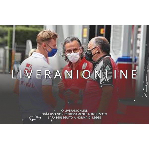 (L to R): Mick Schumacher (GER) Haas F1 Team with Laurent Mekies (FRA) Ferrari Sporting Director and Frederic Vasseur (FRA) Alfa Romeo Racing Team Principal. 17.06.2021. Formula 1 World Championship, Rd 7, French Grand Prix, Paul Ricard, France, Preparation Day. - www.xpbimages.com, EMail: requests@xpbimages.com © Copyright: Moy / XPB Images/AGENZIA ALDO LIVERANI SAS - ITALY ONLY EDITORIAL USE ONLY