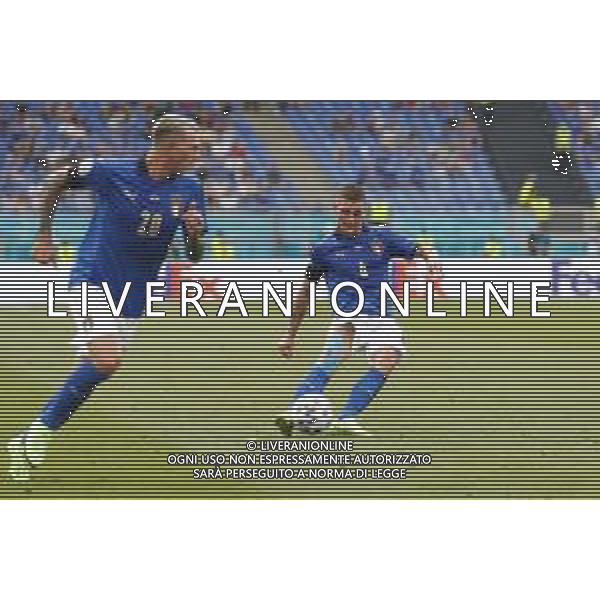 Campionato Europeo UEFA EURO 2020 gara del gruppo A ITALIA vs GALLES del 20/06/2021 - nella foto: verratti marco batte ala punizione che usera\' pessina per il suo gol ©Claudio Zamagni/Agenzia Aldo Liverani s.a.s. during European UEFA Championship - UEFA Euro 2020 soccer match between Italy and Wales at Olympic Stadium in Rome on June 20 2021 photo credit by Claudio Zamagni/Aldo Liverani Photo Agency/AGENZIA ALDO LIVERANI SAS