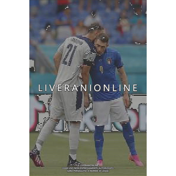 Campionato Europeo UEFA EURO 2020 gara del gruppo A ITALIA vs GALLES del 20/06/2021 - nella foto: Donnarumma Gianluigi(Italia)Belotti Andrea(Italia) ©Claudio Zamagni/Agenzia Aldo Liverani s.a.s. Donnarumma Gianluigi(Italia)Belotti Andrea(Italia) during European UEFA Championship - UEFA Euro 2020 soccer match between Italy and Wales at Olympic Stadium in Rome on June 20 2021 photo credit by Claudio Zamagni/Aldo Liverani Photo Agency