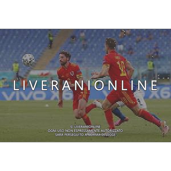 Campionato Europeo UEFA EURO 2020 gara del gruppo A ITALIA vs GALLES del 20/06/2021 - nella foto: Joe Allen(Galles)Aaron Ramsey(Galles) ©Claudio Zamagni/Agenzia Aldo Liverani s.a.s. Joe Allen(Galles)Aaron Ramsey(Galles) during European UEFA Championship - UEFA Euro 2020 soccer match between Italy and Wales at Olympic Stadium in Rome on June 20 2021 photo credit by Claudio Zamagni/Aldo Liverani Photo Agency