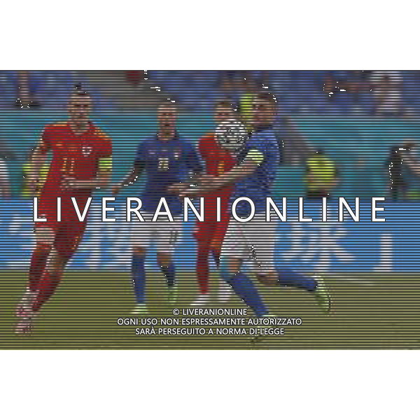 Campionato Europeo UEFA EURO 2020 gara del gruppo A ITALIA vs GALLES del 20/06/2021 - nella foto: Verratti Marco (Italia) Gareth Bale(Galles)Bernardeschi Federico(Italia)Joe Rodo(Galles) ©Claudio Zamagni/Agenzia Aldo Liverani s.a.s. Verratti Marco (Italia) Gareth Bale(Galles)Bernardeschi Federico(Italia)Joe Rodo(Galles) during European UEFA Championship - UEFA Euro 2020 soccer match between Italy and Wales at Olympic Stadium in Rome on June 20 2021 photo credit by Claudio Zamagni/Aldo Liverani Photo Agency
