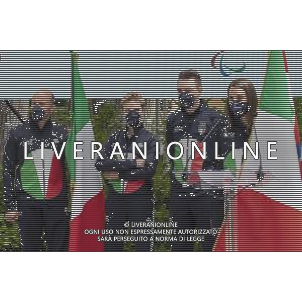Cerimonia di consegna della bandiera agli atleti italiani in partenza per i Giochi Olimpici e Paralimpici di Tokyo 2020 - Roma 23.06.2021 nella foto i Portabandiera Bebe Vio e Federico Morlacchi Jessica Rossi ed Elia Viviani ©Ufficio stampa Presidenza della Repubblica/AGENZIA ALDO LIVERANI SAS