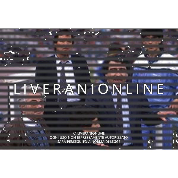RETROSPETTIVA GIOVANNI GALEONE ALLENATORE NELLA FOTO GIOVANNI GALEONE ALLENATORE CALCIO CON IL PRESIDENTE PIETRO SCIBILIA AG ALDO LIVERANI SAS 
