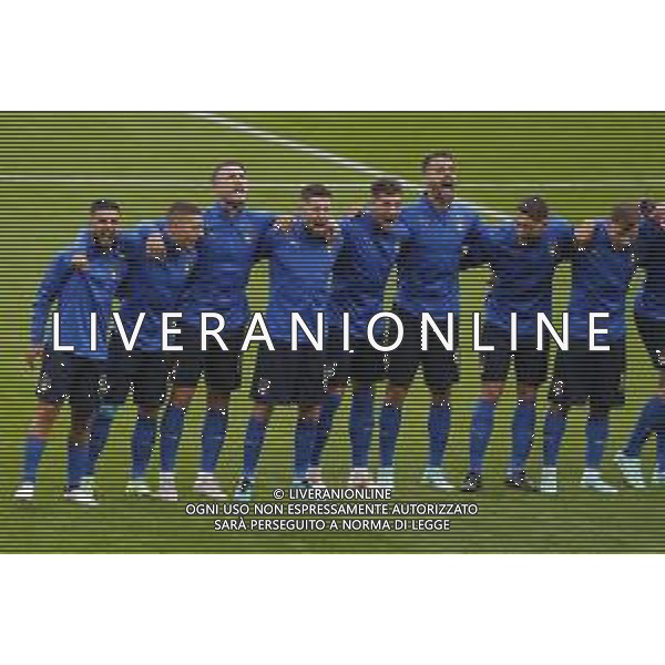 Campionato Europeo UEFA EURO 2020 gara degli Ottavi di finale ITALIA vs AUSTRIA del 26/06/2021 - nella foto: Insigne Lorenzo(Italia) Verratti Marco (Italia) Immobile Ciro(Italia) Jorginho(Italia) Di Lorenzo Giovanni(Italia) Spinazzola Leonardo(Italia) Berardi Domenico(Italia) Barella Nicolo’(Italia) durante l\'inno nazionale ©Claudio Zamagni/Agenzia Aldo Liverani s.a.s. Insigne Lorenzo(Italia)Verratti Marco (Italia)Immobile Ciro(Italia)Jorginho(Italia)Di Lorenzo Giovanni(Italia)Spinazzola Leonardo(Italia)Berardi Domenico(Italia)Barella Nicolo’(Italia) during European UEFA Championship - UEFA Euro 2020 soccer match between Italy and Austria at Wembley Stadium in London on June 26 2021 photo credit by Claudio Zamagni/Aldo Liverani Photo Agency/AGENZIA ALDO LIVERANI SAS