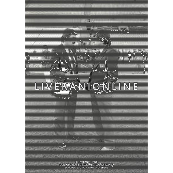 RETROSPETTIVA ENZO FERRARI ALLENATORE CALCIO NELLA FOTO ENZO FERRARI ALLENATORE UDINESE NELL\'ANNO 1983-1984 CON CARLO MURARO AG ALDO LIVERANI SAS
