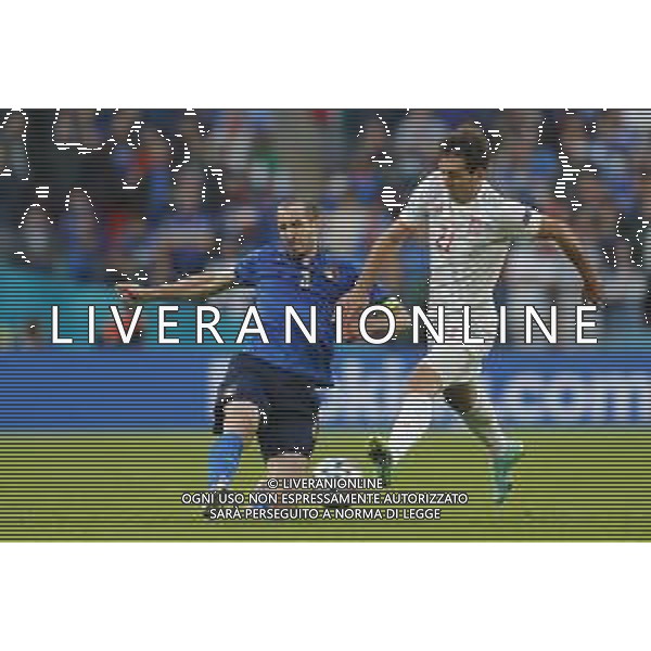 Campionato Europeo UEFA EURO 2020 gara semifinale ITALIA - SPAGNA del 06/07/2021 - nella foto: Chiellini Giorgio(Italia)Mikel Oyarzabal ©Claudio Zamagni/Agenzia Aldo Liverani s.a.s. during European UEFA Championship - UEFA Euro 2020 semifinal soccer match between Italy and Spain at Wembley Stadium in London on July 06 2021 photo credit by Claudio Zamagni/Aldo Liverani Photo Agency /AGENZIA ALDO LIVERANI SAS