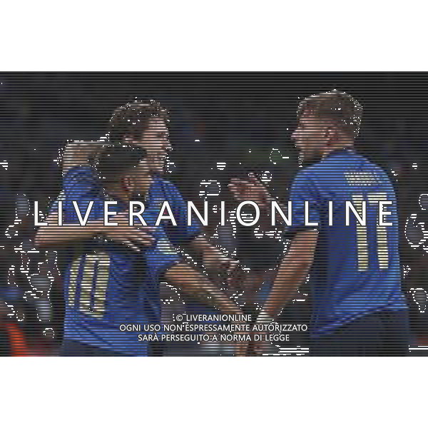 Campionato Europeo UEFA EURO 2020 gara semifinale ITALIA - SPAGNA del 06/07/2021 - nella foto: esultanza italia dopo il goal di federico chiesa, lorenzo insigne e ciro immobile ©Claudio Zamagni/Agenzia Aldo Liverani s.a.s. during European UEFA Championship - UEFA Euro 2020 semifinal soccer match between Italy and Spain at Wembley Stadium in London on July 06 2021 photo credit by Claudio Zamagni/Aldo Liverani Photo Agency /AGENZIA ALDO LIVERANI SAS