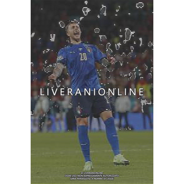 Campionato Europeo UEFA EURO 2020 gara semifinale ITALIA - SPAGNA del 06/07/2021 - nella foto: esultanza Bernardeschi Federico(Italia) dopo il goal su rigore ©Claudio Zamagni/Agenzia Aldo Liverani s.a.s. during European UEFA Championship - UEFA Euro 2020 semifinal soccer match between Italy and Spain at Wembley Stadium in London on July 06 2021 photo credit by Claudio Zamagni/Aldo Liverani Photo Agency /AGENZIA ALDO LIVERANI SAS