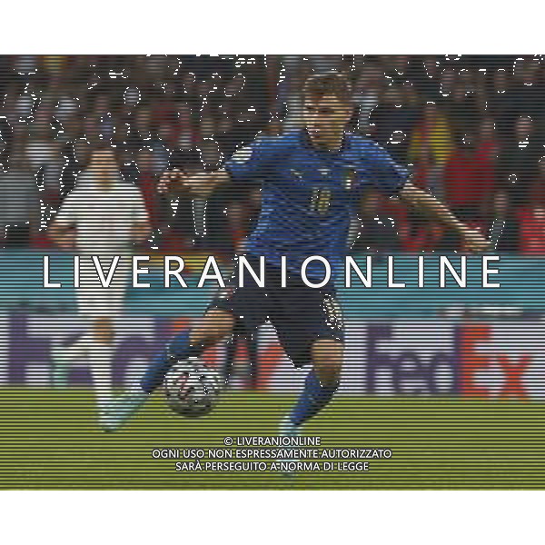 Campionato Europeo UEFA EURO 2020 gara semifinale ITALIA - SPAGNA del 06/07/2021 - nella foto: Barella Nicolo’(Italia) ©Claudio Zamagni/Agenzia Aldo Liverani s.a.s. Barella Nicolo’(Italia) during European UEFA Championship - UEFA Euro 2020 semifinal soccer match between Italy and Spain at Wembley Stadium in London on July 06 2021 photo credit by Claudio Zamagni/Aldo Liverani Photo Agency