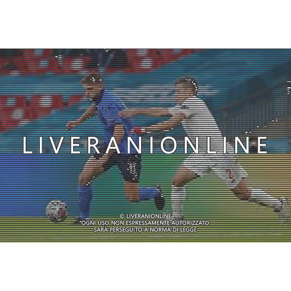 Campionato Europeo UEFA EURO 2020 gara semifinale ITALIA - SPAGNA del 06/07/2021 - nella foto: Berardi Domenico(Italia) e César Azpilicueta ©Claudio Zamagni/Agenzia Aldo Liverani s.a.s. during European UEFA Championship - UEFA Euro 2020 semifinal soccer match between Italy and Spain at Wembley Stadium in London on July 06 2021 photo credit by Claudio Zamagni/Aldo Liverani Photo Agency