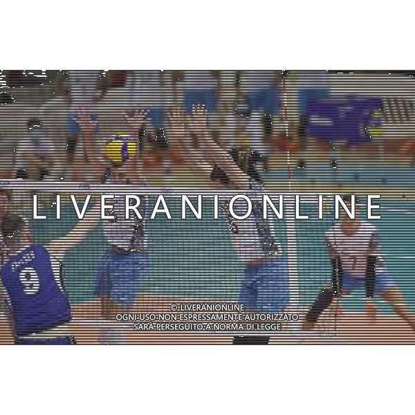 MarianiL/LMedia - Friendly match 2021 - Italy vs Argentina - Italian Volleyball National Team 10 July 2021 - Palasport Cisterna, cisterna, Italy Photo showing: Cristian Poglajen (Argentina) Augustin Loser (Argentina) @MarianiL/LMedia/AG. ALDO LIVERANI SAS