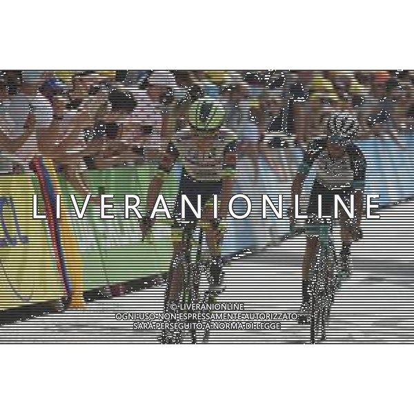 11-07-2021 Tour De France; Tappa 15 Ceret - Andorra La Vella; 2021, Intermarche - Wanty Gobert; 2021, Bikeexchange; Meintjes, Louis; Chaves Rubio, Johan Estaban; Andorra La Vella; ©SIROTTI/AGENZIA ALDO LIVERANI SAS