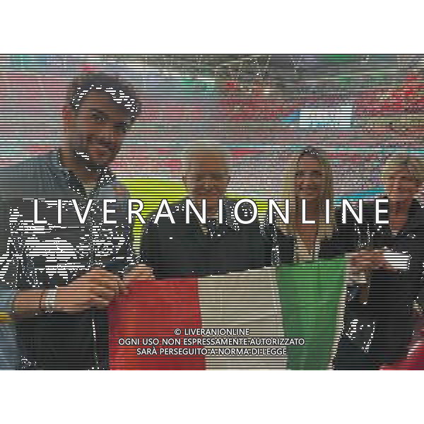 Il Presidente Sergio Mattarella alla finale degli Europei di Calcio Italia - Inghilterra allo Stadio Wembley di Londra 11.07.2021 nella foto con Matteo Berrettini e Valentina Vezzali ©Ufficio per la Stampa e la Comunicazione della Presidenza della Repubblica/AGENZIA ALDO LIVERANI SAS