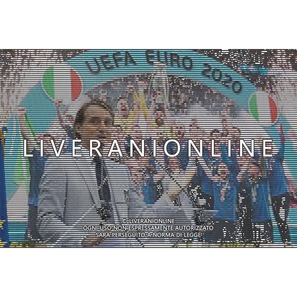 Il Presidente della Repubblica, Sergio Mattarella, ha ricevuto al Quirinale la Nazionale italiana di Calcio vincitrice degli Europei UEFA Euro 2020 e il tennista Matteo Berrettini, finalista al Torneo di Wimbledon - Roma 12.07.2021 Nella foto roberto mancini ©Ufficio per la Stampa e la Comunicazione della Presidenza della Repubblica/AGENZIA ALDO LIVERANI SAS