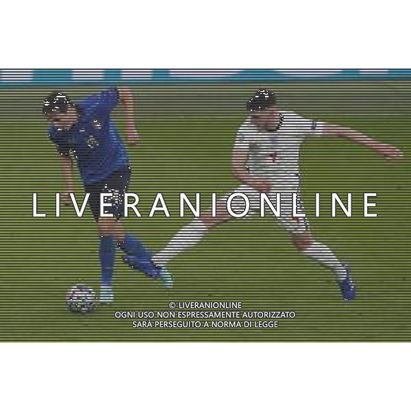 Finale del Campionato Europeo UEFA EURO 2020 ITALIA - INGHILTERRA del 11/07/2021 - nella foto: Chiesa Federico(Italia)Declan Rice(Inghilterra) ©Claudio Zamagni/Agenzia Aldo Liverani s.a.s. Chiesa Federico(Italia)Declan Rice(Inghilterra)during European UEFA Championship - UEFA Euro 2020 final soccer match between Italy and England at Wembley Stadium in London on July 11 2021 photo credit by Claudio Zamagni/Aldo Liverani Photo Agency