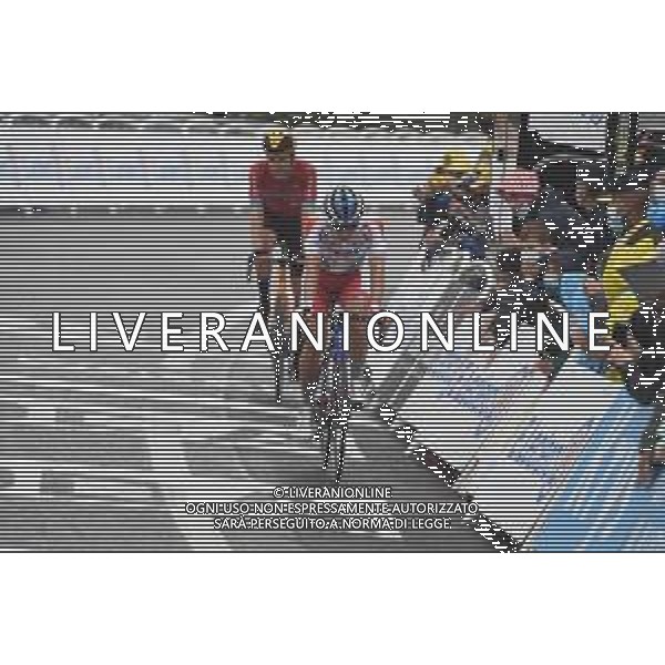 13-07-2021 Tour De France; Tappa 16 Pas De La Case - Saint Gaudens; 2021, Total - Direct Energie; 2021, Bahrain - Victorious; Doubey, Fabien; Wright, Fred; Saint Gaudens; ©SIROTTI/AGENZIA ALDO LIVERANI SAS