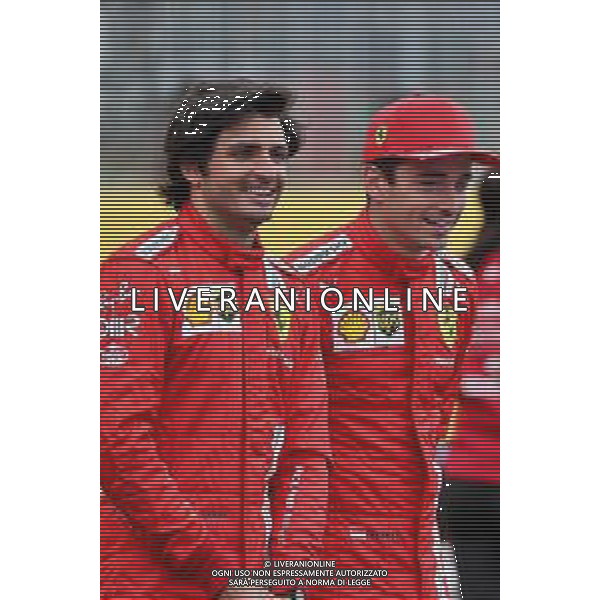 (L to R): Carlos Sainz Jr (ESP) Ferrari and team mate Charles Leclerc (MON) Ferrari - 2022 Car Launch. 15.07.2021. Formula 1 World Championship, Rd 10, British Grand Prix, Silverstone, England, Preparation Day. - www.xpbimages.com, EMail: requests@xpbimages.com © Copyright: Batchelor / XPB Images/AGENZIA ALDO LIVERANI SAS - ITALY ONLY EDITORIAL USE ONLY