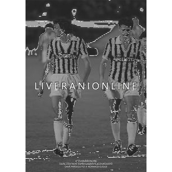 RETROSPETTIVA ALESSANDRO ALTOBELLI CALCIATORE NELLA FOTO ALESSANDRO ALTOBELLI NELL\'ANNO 1988 -1989 CON LA MAGLIA DELLA JUVENTUS CON ANGELO ALESSIO AG ALDO LIVERANI SAS  