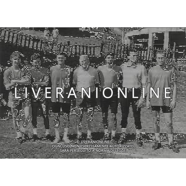 RETROSPETTIVA ALESSANDRO ALTOBELLI CALCIATORE NELLA FOTO ORESTE DIDONE\'-ANTONIO SABATO--------- -EUGENIO BERSELLINI-ALESSANDRO ALTOBELLI-FABRIZIO LORIERI E STEFANO COLANTUONO NELL\'ANNO 1990 ALLENAMENTO ASCOLI CALCIO AG ALDO LIVERANI SAS  