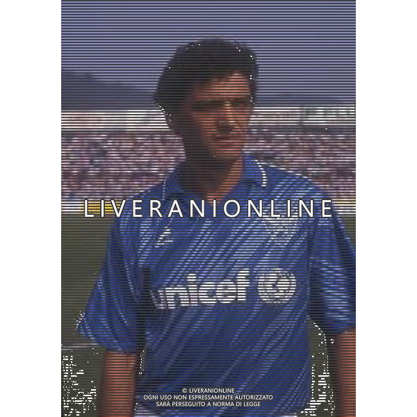 RETROSPETTIVA ALESSANDRO ALTOBELLI CALCIATORE NELLA FOTO ALESSANDRO ALTOBELLI CON LA MAGLIA DEL BRESCIA CALCIO NELL\'ANNO 1991 AG ALDO LIVERANI SAS  
