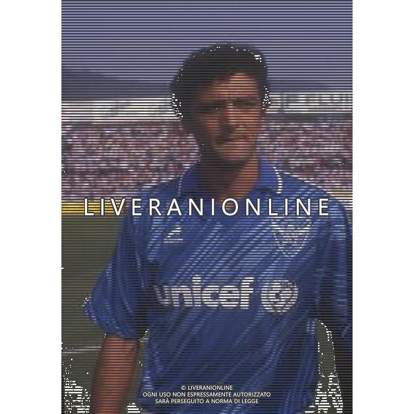 RETROSPETTIVA ALESSANDRO ALTOBELLI CALCIATORE NELLA FOTO ALESSANDRO ALTOBELLI CON LA MAGLIA DEL BRESCIA CALCIO NELL\'ANNO 1991 AG ALDO LIVERANI SAS 