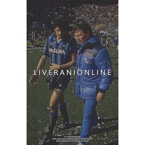 RETROSPETTIVA ALESSANDRO ALTOBELLI CALCIATORE NELLA FOTO ALESSANDRO ALTOBELLI CON LA MAGLIA DELL\'INTER CON ILARIO CASTAGNER AG ALDO LIVERANI SAS 