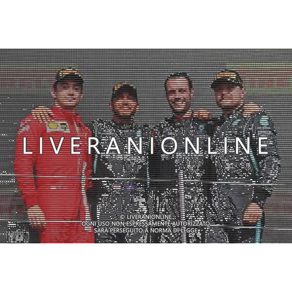 The podium (L to R): Charles Leclerc (MON) Ferrari, second; Lewis Hamilton (GBR) Mercedes AMG F1, race winner; Valtteri Bottas (FIN) Mercedes AMG F1, third. 18.07.2021. Formula 1 World Championship, Rd 10, British Grand Prix, Silverstone, England, Race Day. - www.xpbimages.com, EMail: requests@xpbimages.com © Copyright: Batchelor / XPB Images/AGENZIA ALDO LIVERANI - ITALY ONLY EDITORIAL USE ONLY