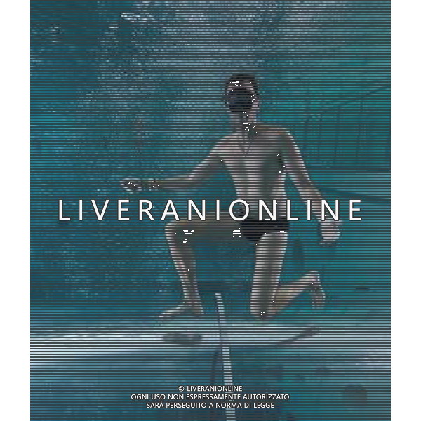 Allenamento sott\'acqua della schermitrice Arianna Errigo in vista delle Olimpiadi di Tokyo con la guida di Mike Maric nelle acque di Y-40, la piscina di acqua termale piu\' profonda al mondo, a Montegrotto Terme, tra respirazione, apnea, fiato, recupero e scherma subacquea - 19.07.2021 ©Ufficio Stampa - Action Agency S.r.l./AGENZIA ALDO LIVERANI SAS