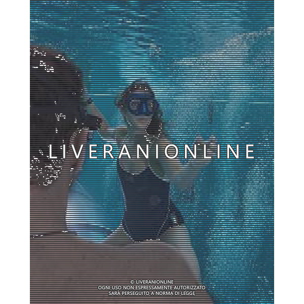 Allenamento sott\'acqua della schermitrice Arianna Errigo in vista delle Olimpiadi di Tokyo con la guida di Mike Maric nelle acque di Y-40, la piscina di acqua termale piu\' profonda al mondo, a Montegrotto Terme, tra respirazione, apnea, fiato, recupero e scherma subacquea - 19.07.2021 ©Ufficio Stampa - Action Agency S.r.l./AGENZIA ALDO LIVERANI SAS